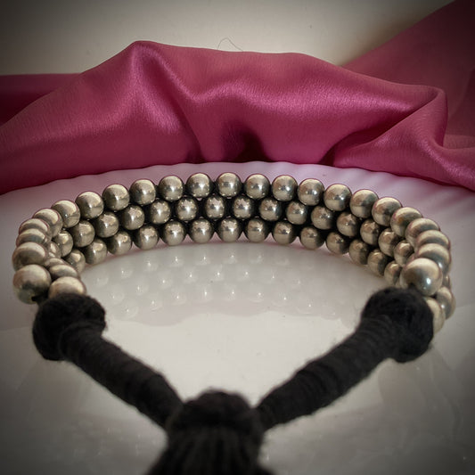 Baansuri silver plated ball choker necklace