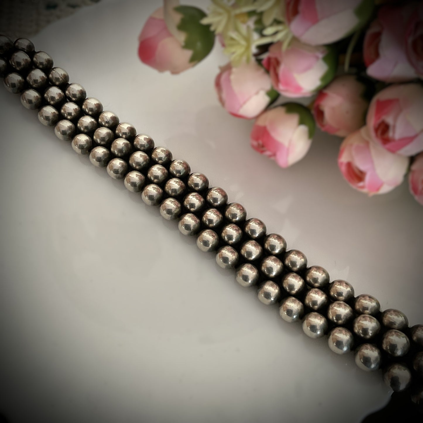 Baansuri silver plated ball choker necklace