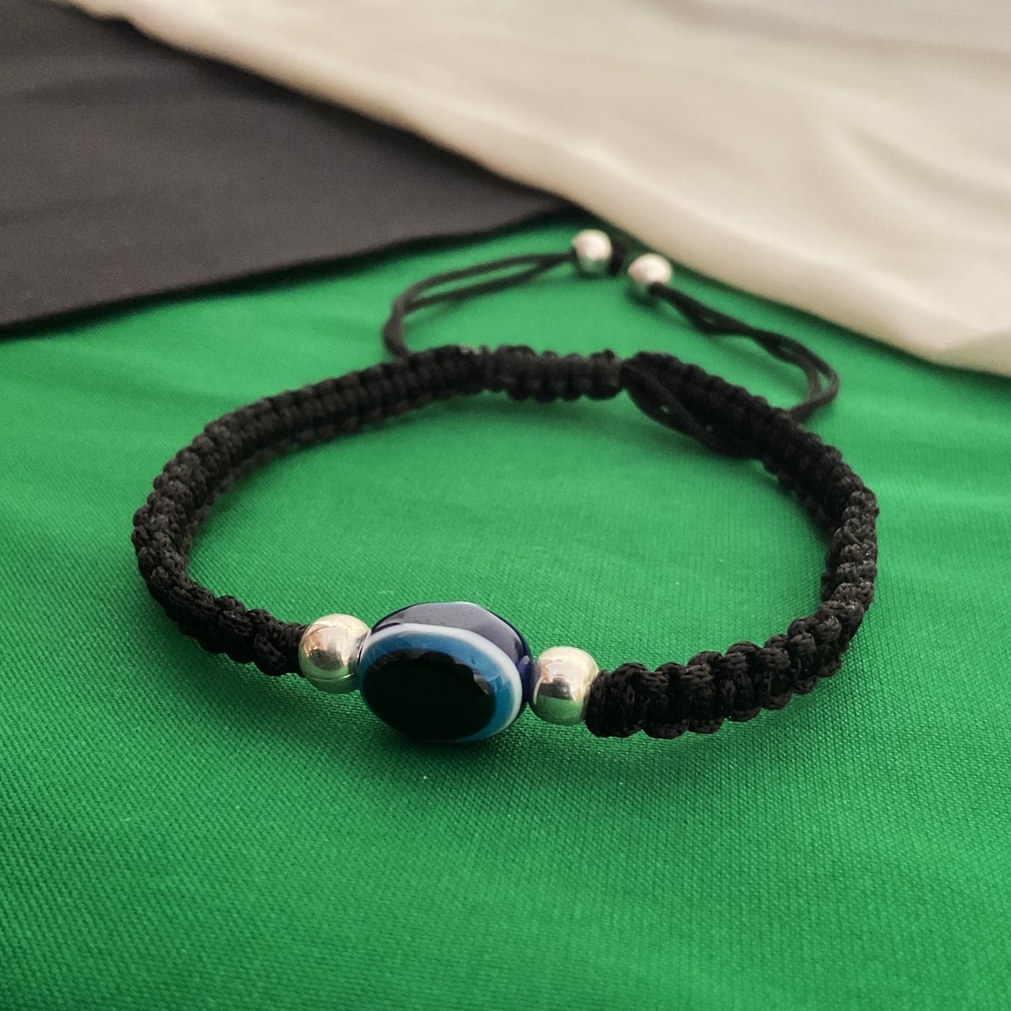 Evil eye macrame adjustable anklet