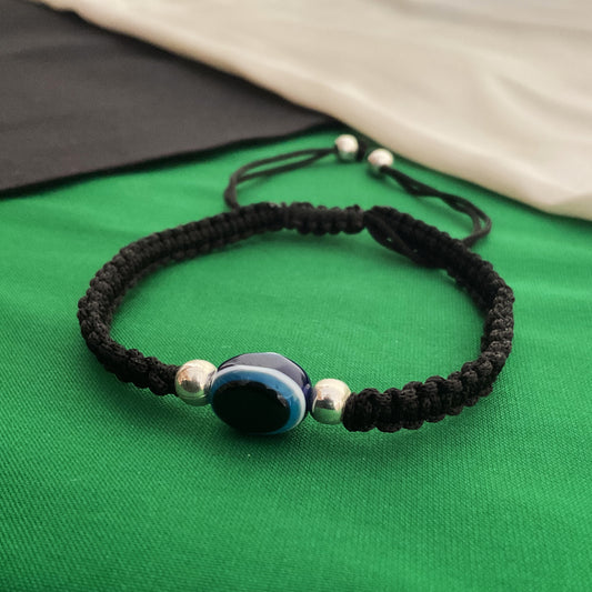 Evil eye macrame adjustable anklet